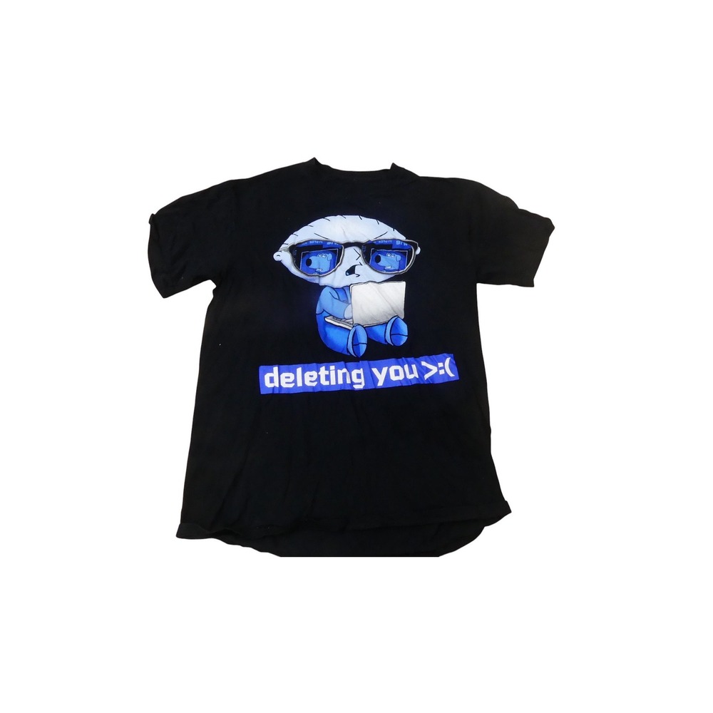 Family Guy T-Shirt Mens Medium Black Stewie Griffin Deleting You Graphic Tee